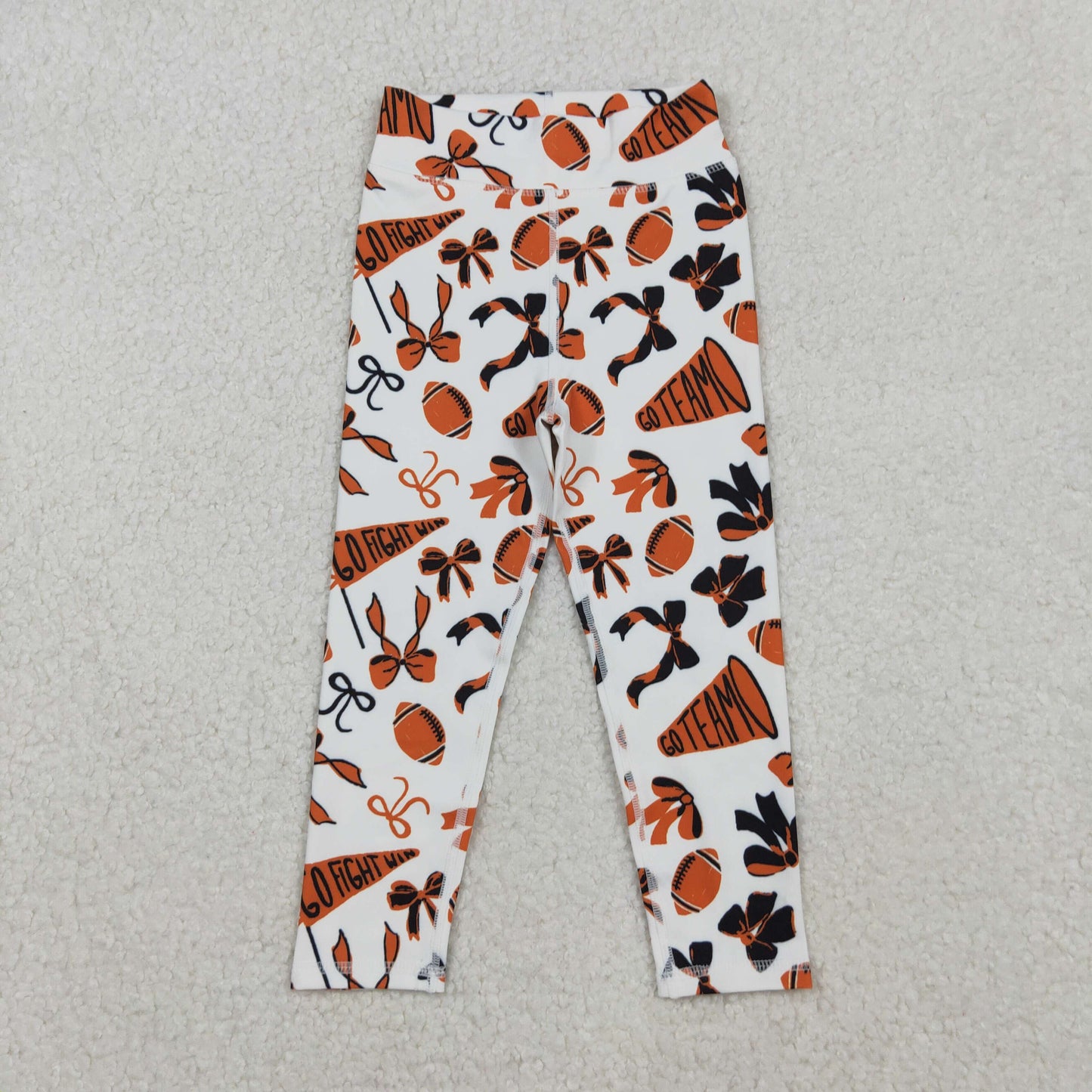 P0847 yoga go fight cheer orange bows girls pants