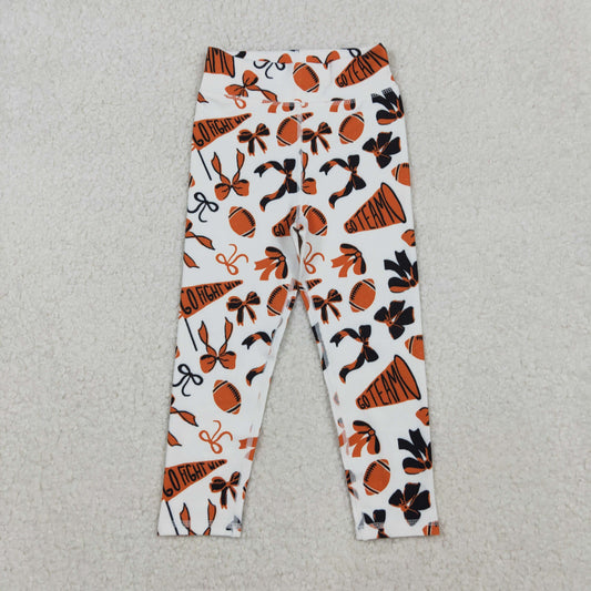 P0847 yoga go fight cheer orange bows girls pants