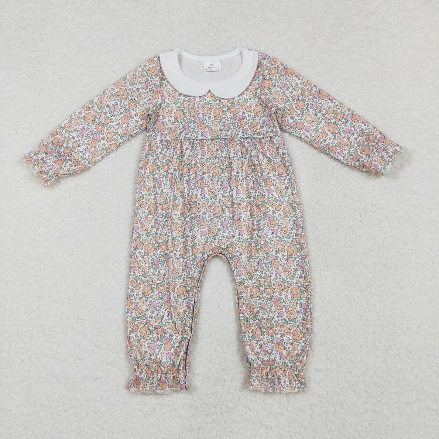 LR1238 colorful flowers pink long sleeve girls romper