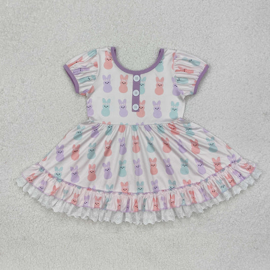 GSD0583 Easter rabbit pink short sleeve girls dress