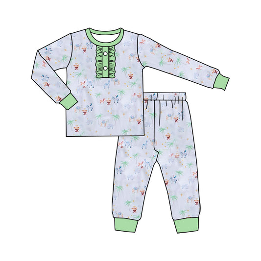 custom zoo animals green long sleeve pants girls pajamas