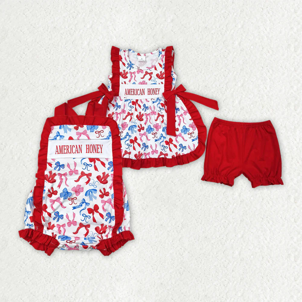 July 4th american honey bows style sibling clothes RTS