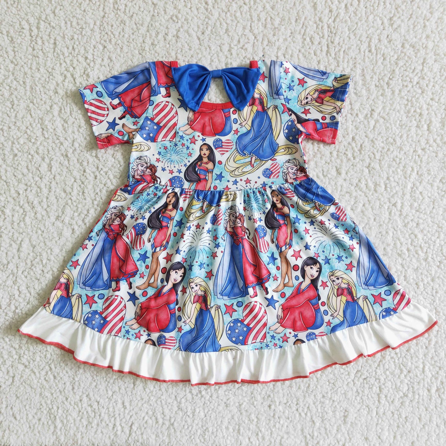 GSD0028 Short Sleeve 4th Of July Princess Twirl Dress