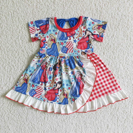 GSD0028 Short Sleeve 4th Of July Princess Twirl Dress