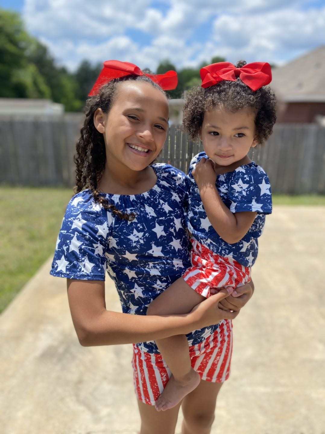 D13-29 4th Of July Striped Print Shorts Girls Set