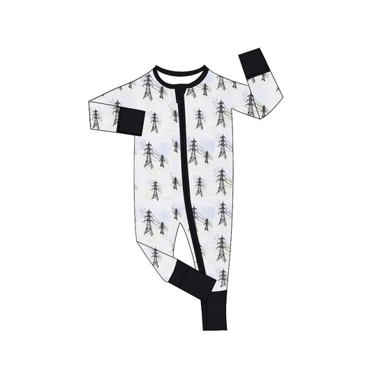 custom style lineman white long sleeve boys zipper romper