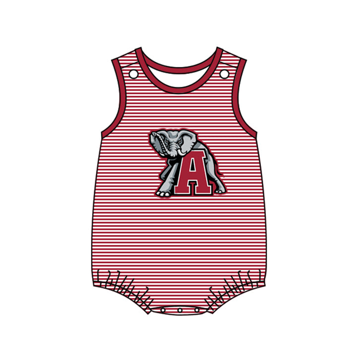 custom S 8.22 Red striped sleeveless kids romper