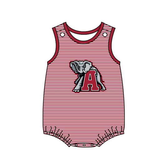 custom S 8.22 Red striped sleeveless kids romper