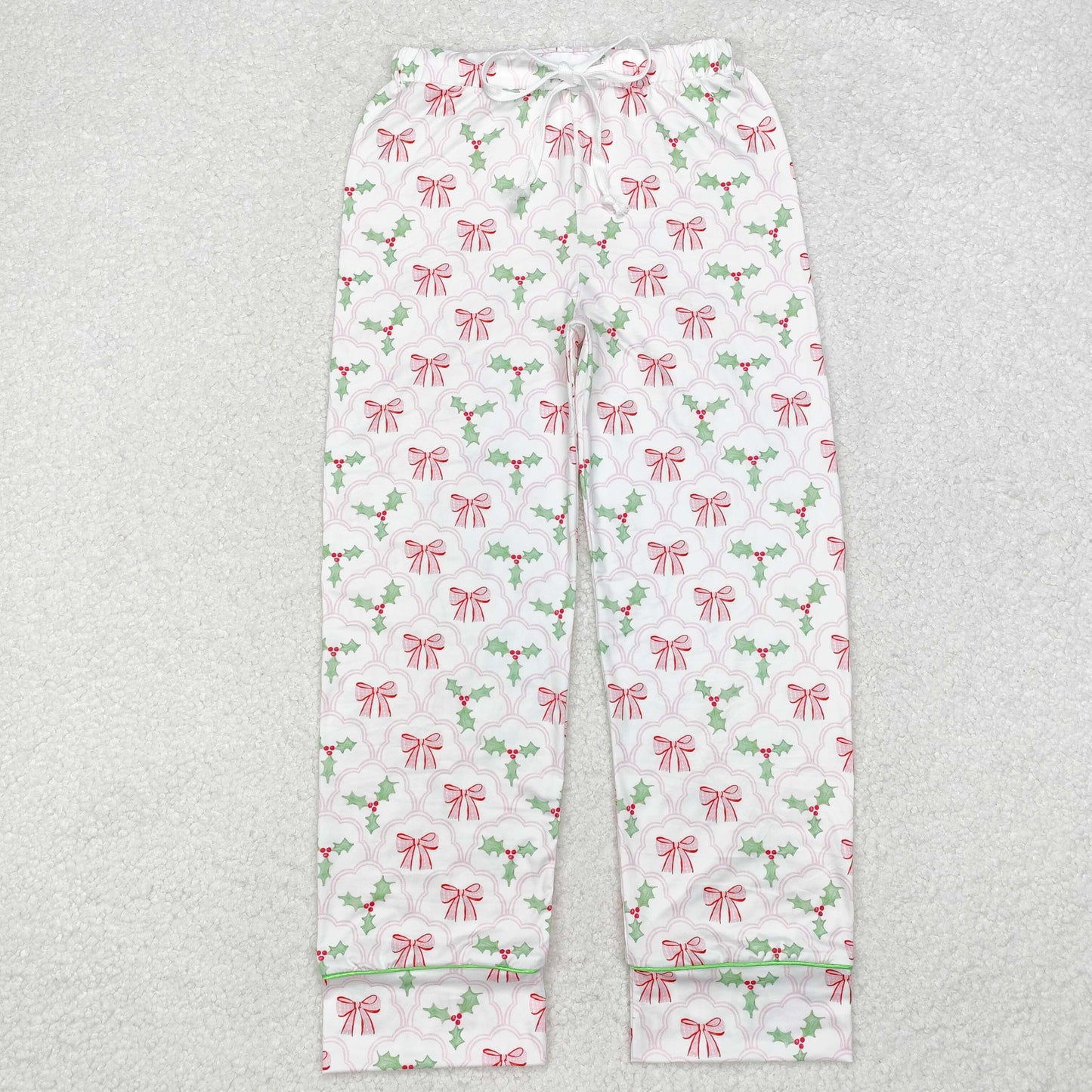 P0545 Christmas pink bows Holly Berry adult pants