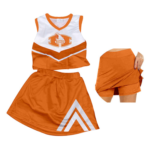 custom S 8.15 Orange blue sleeveless skirt girls set