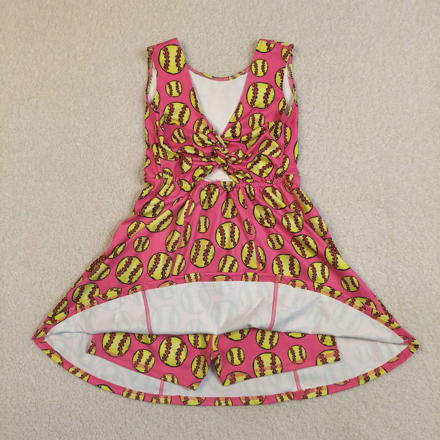 GSD3800 Yoga Softball Hot Pink Sleeveless Skorts Girls Dress