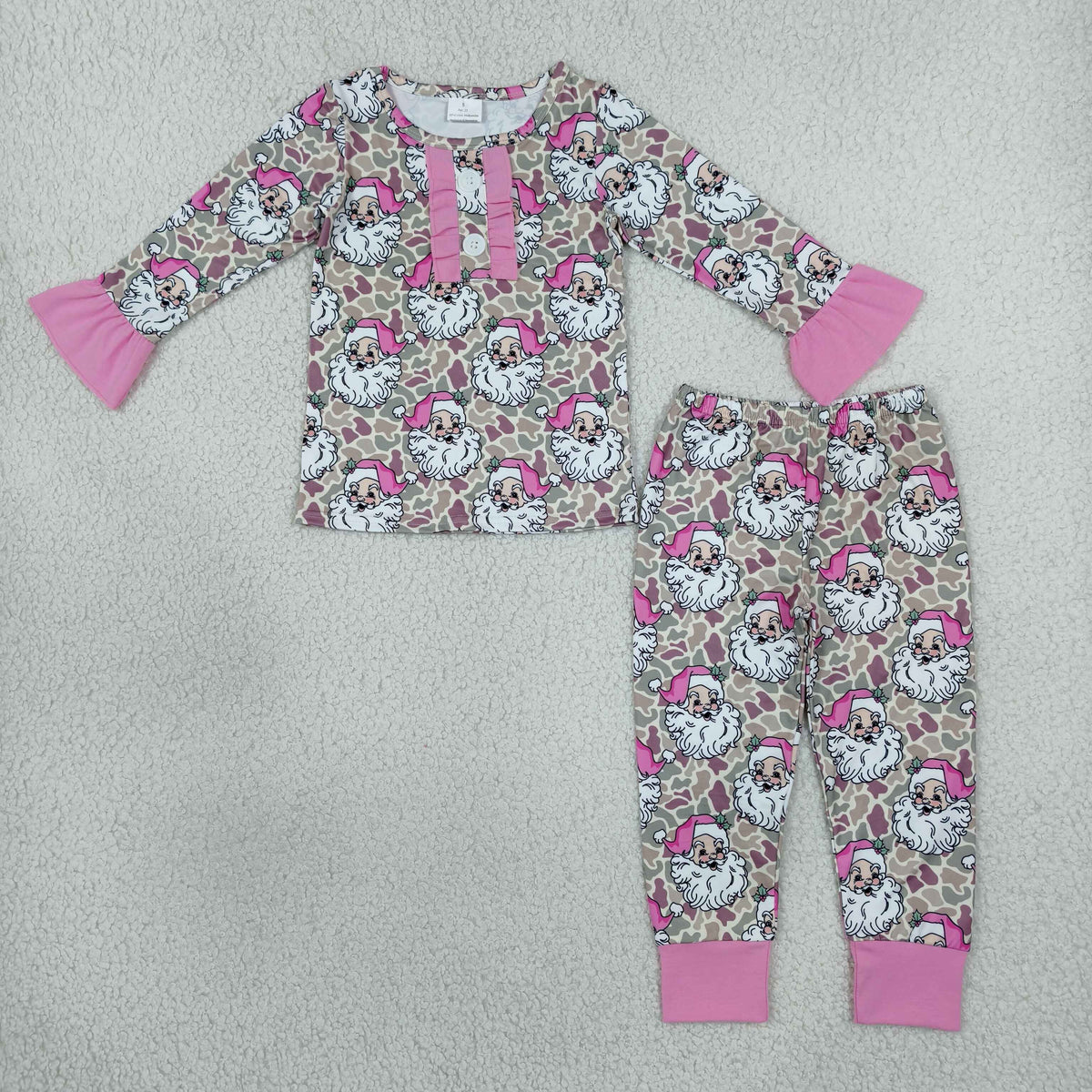 GLP3734 Christmas Santa Camo Long Sleeve Pants Girls Pajamas