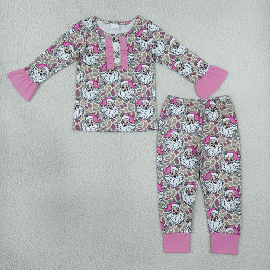 GLP3734 Christmas Santa Camo Long Sleeve Pants Girls Pajamas