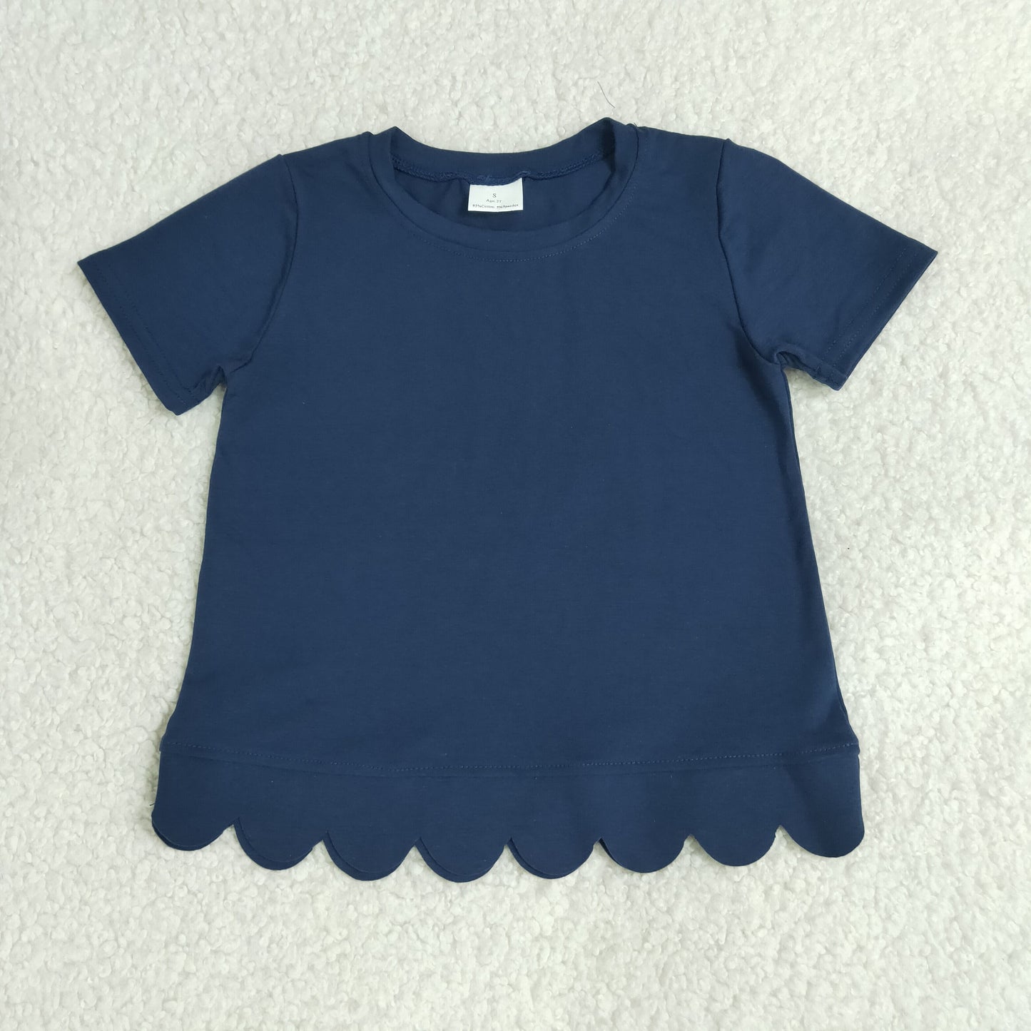 GT1773 Scallop Navy Blue Short Sleeve Girls Top