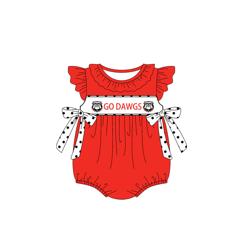 Custom Moq 3 Football Team Go Dawgs Flutter Sleeve Bows Girls Romper