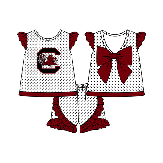 custom S 8.14 Red flutter sleeve shorts girls & boy set