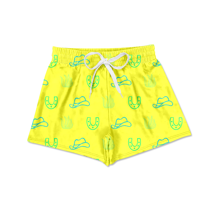 custom S Western hat lemon yellow boys shorts