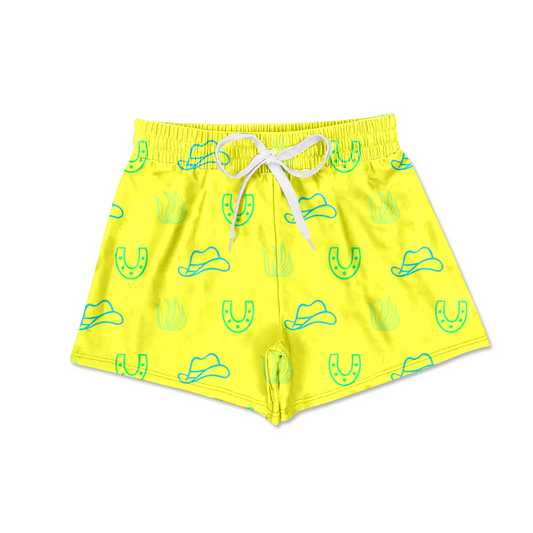 custom S Western hat lemon yellow boys shorts