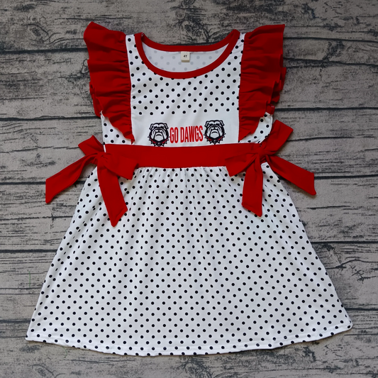 custom S 10.14 Team red flutter sleeve girls dress