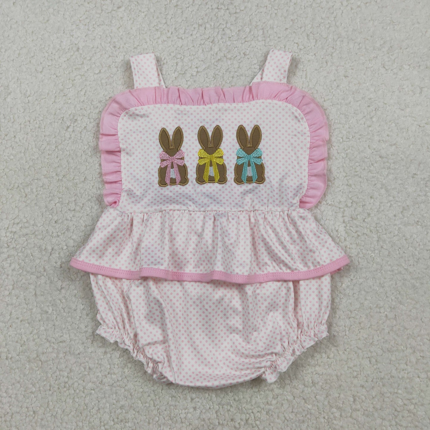 Embroidery SR3477 Easter Bunny Rabbit Sleeveless Girls Romper