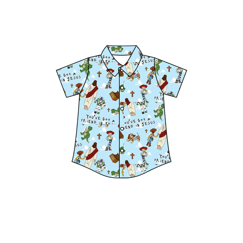custom The Nativity Story cartoon toy blue short sleeve boys top