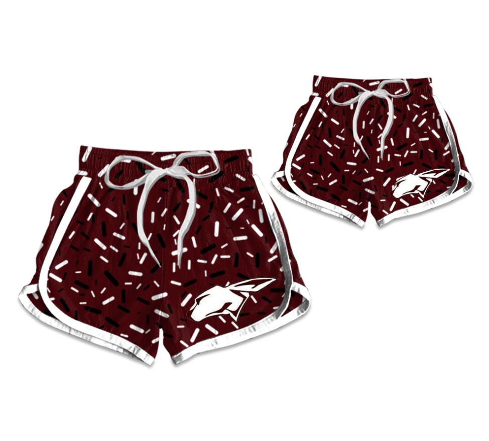 custom moq 3 mama and me football item ice maroon shorts RTS sibling clothes