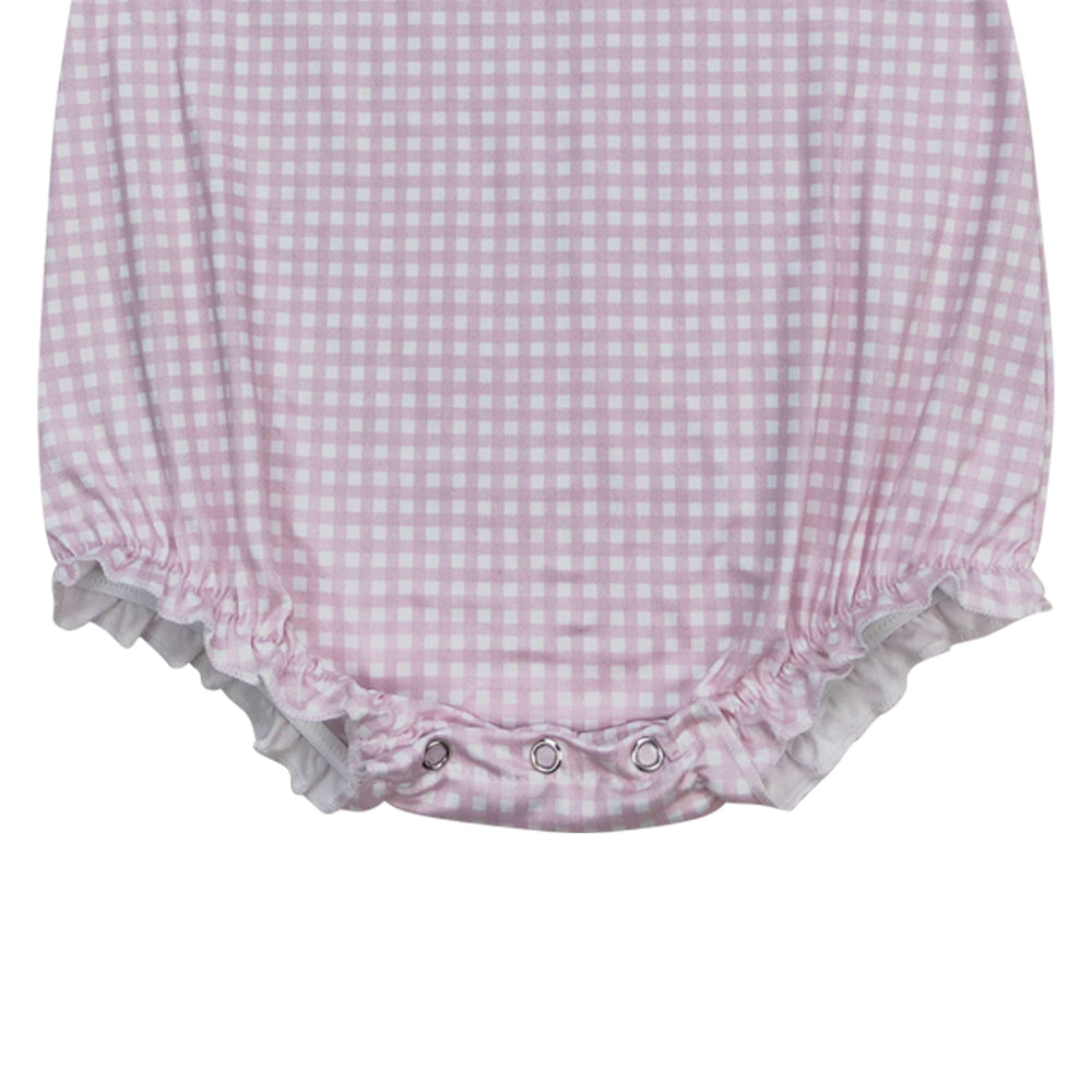 SR1087 Pink checkered sleeveless girls romper
