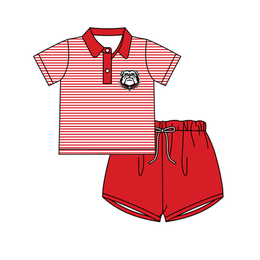 custom S 8.14 Red flutter sleeve shorts girls & boy set