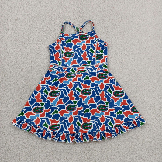 GSD3589 Football Item Camo Sleeveless Skorts Girls Dress