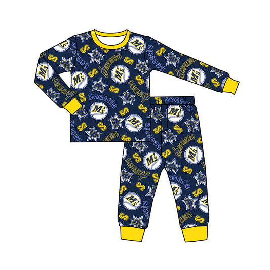 custom Team 17 Yellow & Navy Long Sleeve Kids Clothes