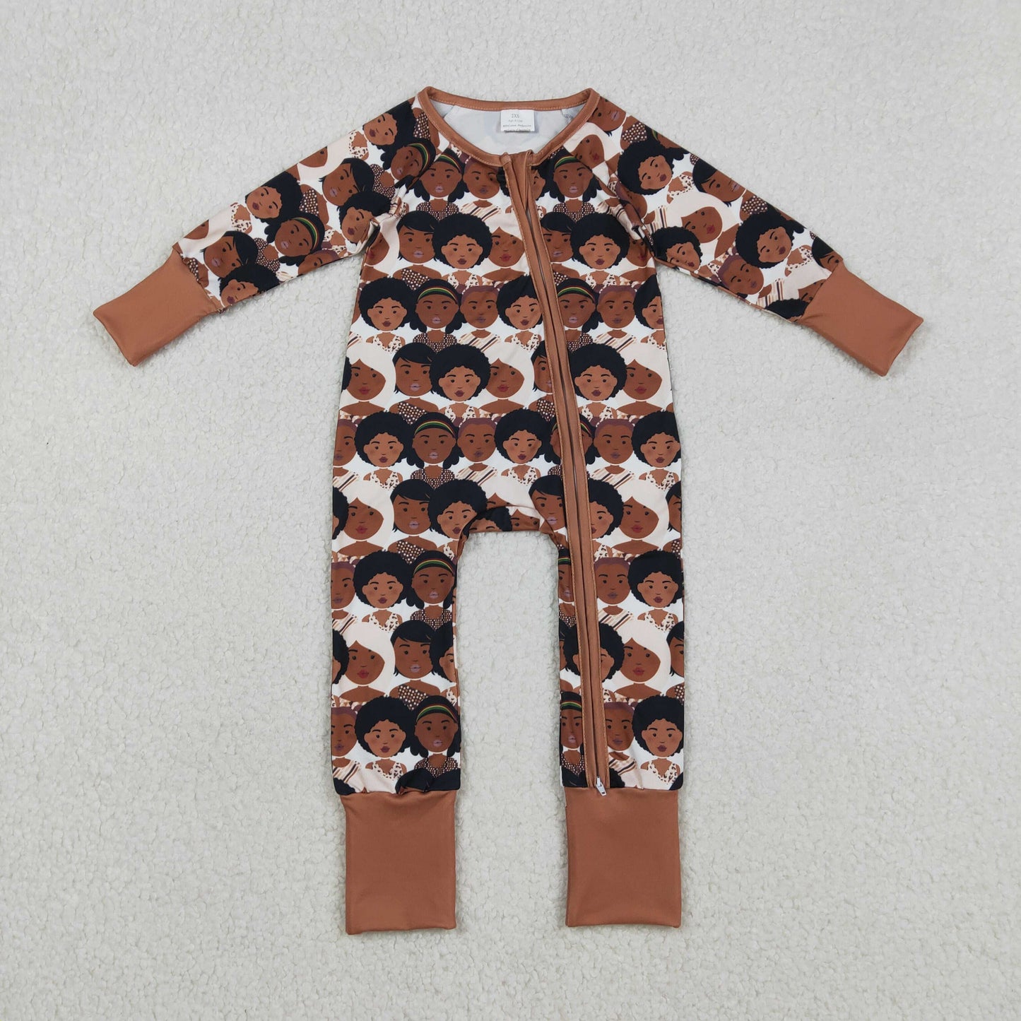 LR2748 black history brown long sleeve zipper boys romper