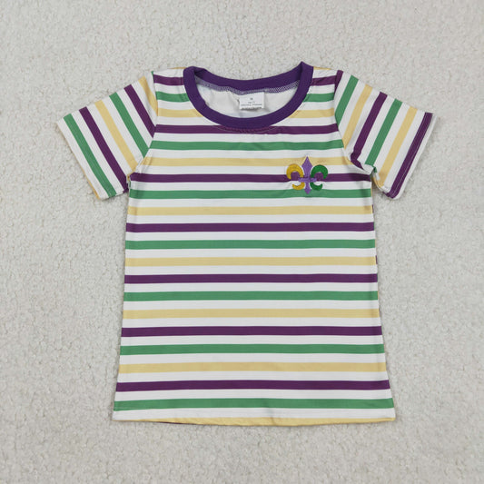 Embroidery BT1437 Mardi Gras short sleeve boys top