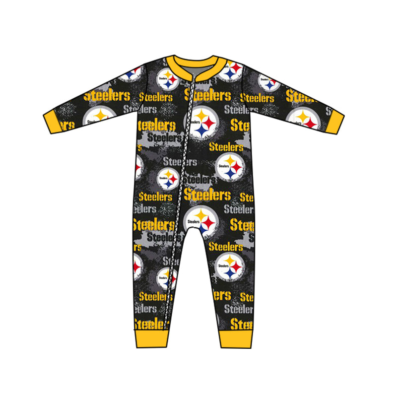 custom Team 8 Black & Yellow Long Sleeve Kids Romper