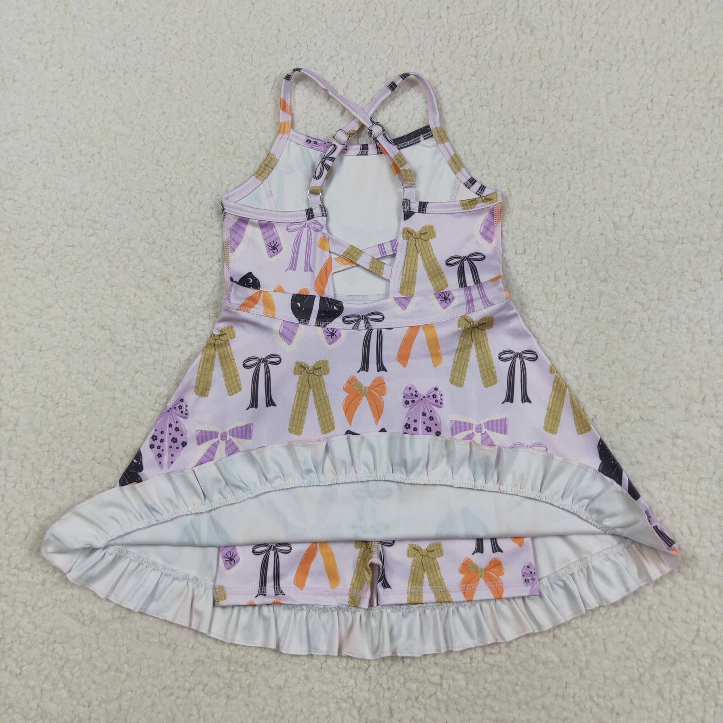 GSD2737 Halloween colorful bows green black purple girls skorts girls dress