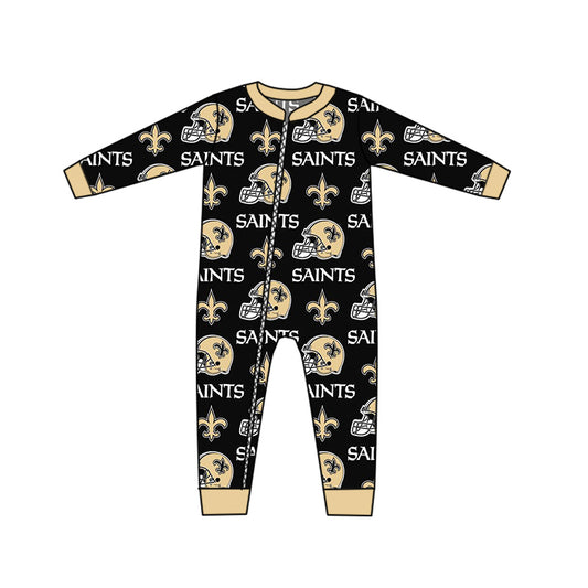 custom Team 9 Black Long Sleeve Kids Romper