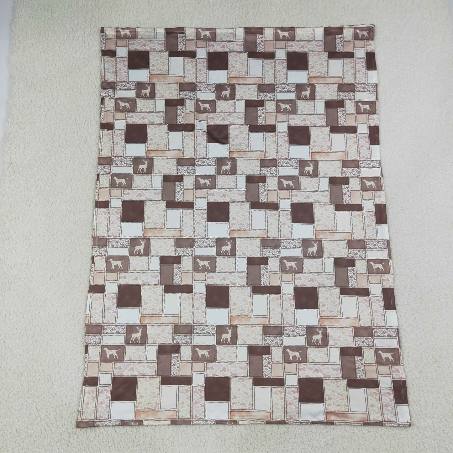 BL0249 Hunting Camo Deer Dog Brown Baby Blanket