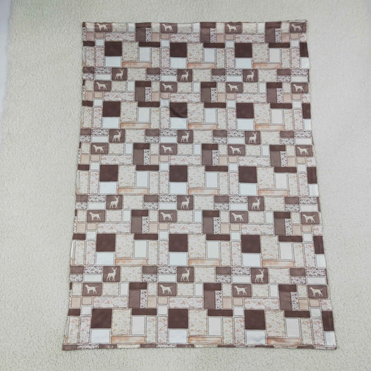 BL0249 Hunting Camo Deer Dog Brown Baby Blanket