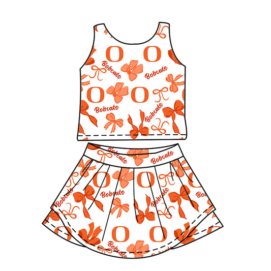 Custom Moq 3 Bobcats Bows Yoga Sleeveless Skorts Girls Set