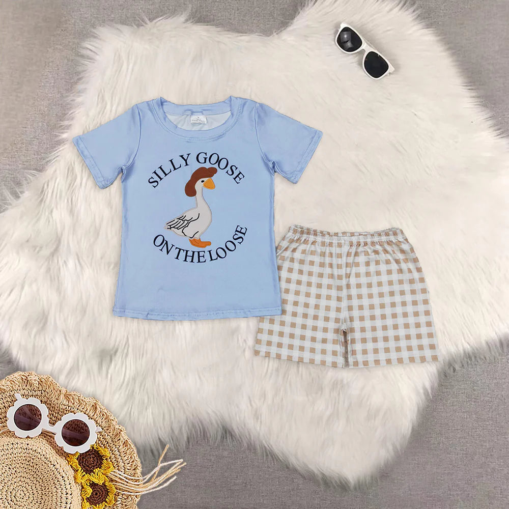 cartoon mallard duck goose Sumemr boys set Sibling Clothes RTS