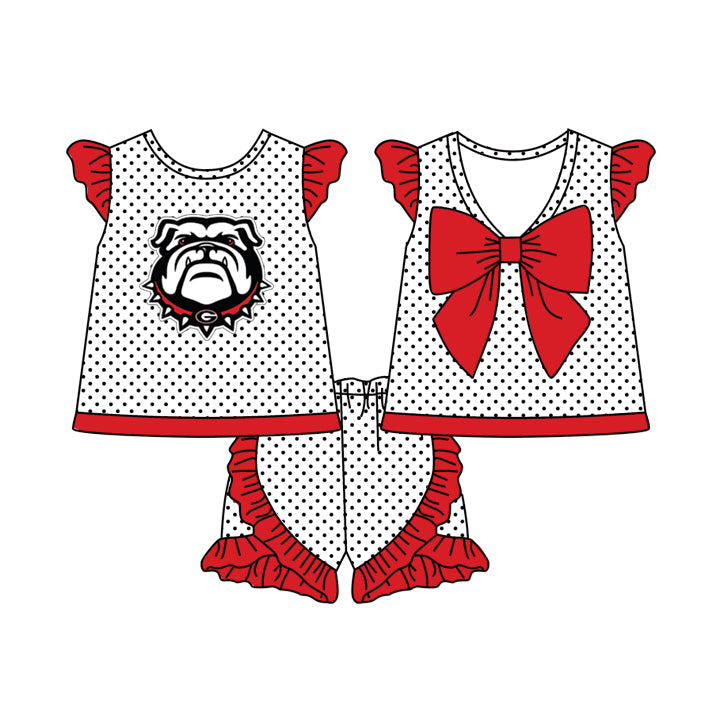 custom S 8.14 Red flutter sleeve shorts girls & boy set