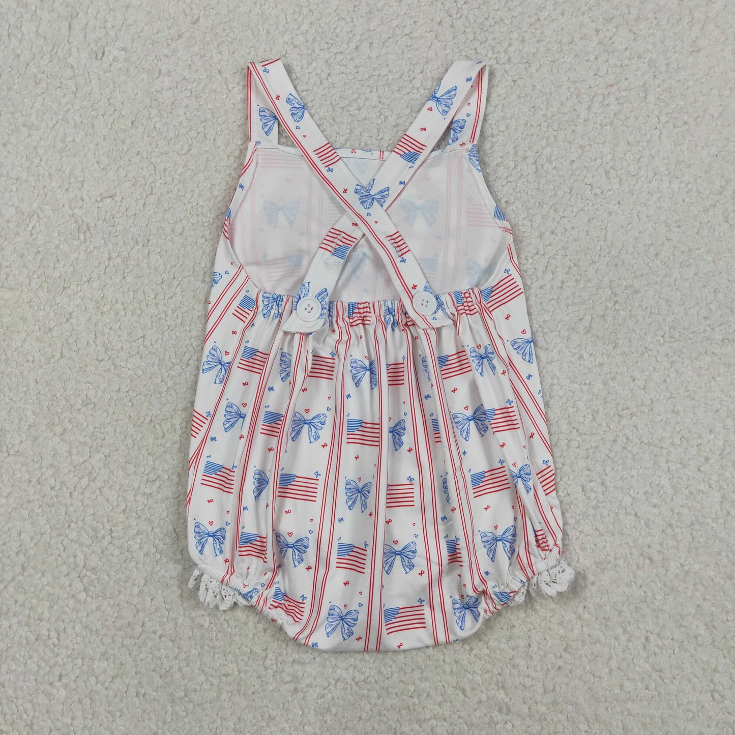 SR3862 July 4th Bow Girls Romper