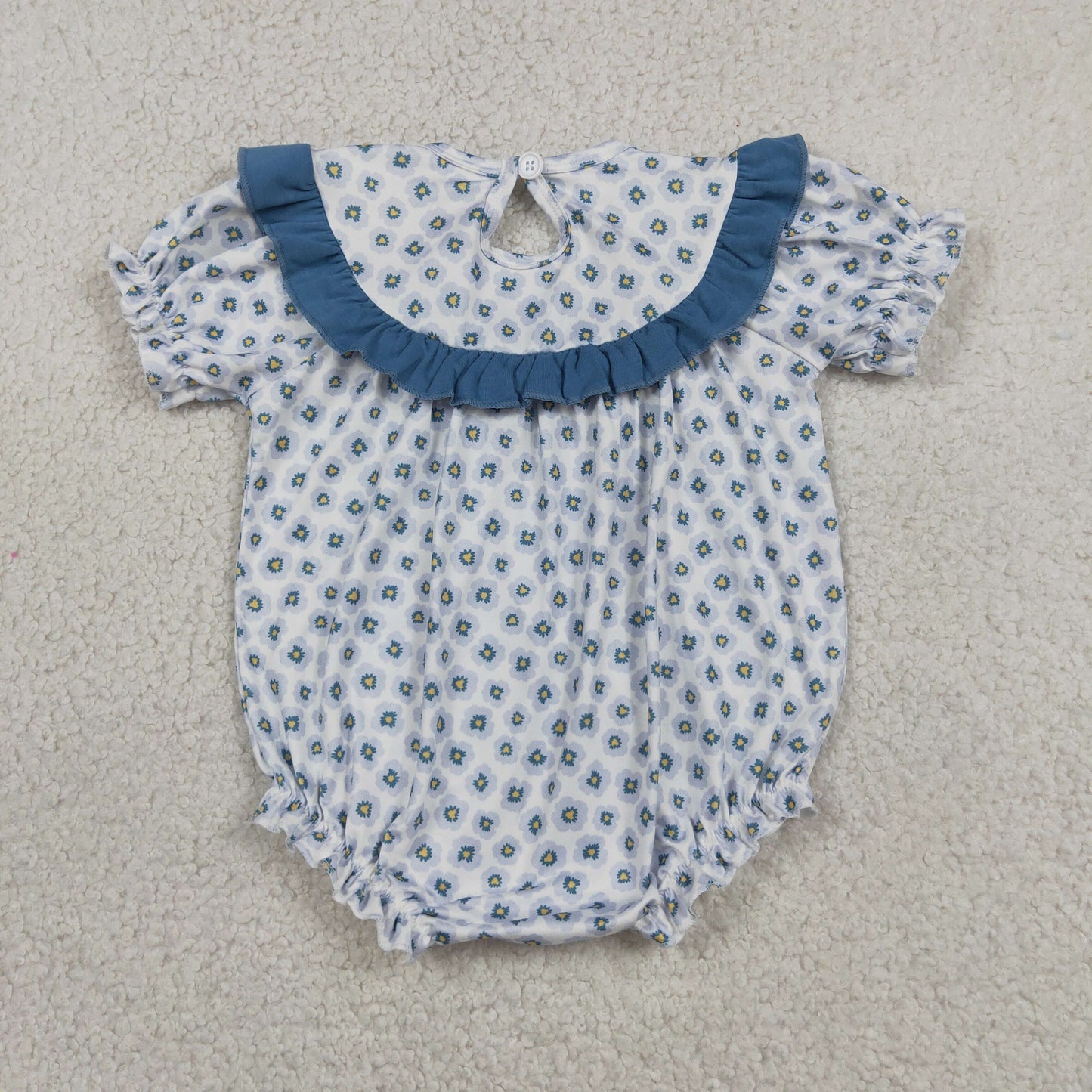 Smocked Embroidery SR4141 Daddy's Girl Flowers Short Sleeve Girls Romper