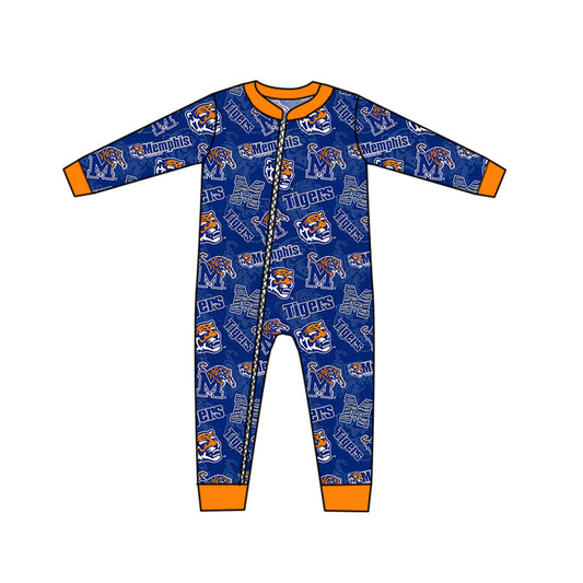 custom Team 16 Orange & Blue Long Sleeve Kids Romper