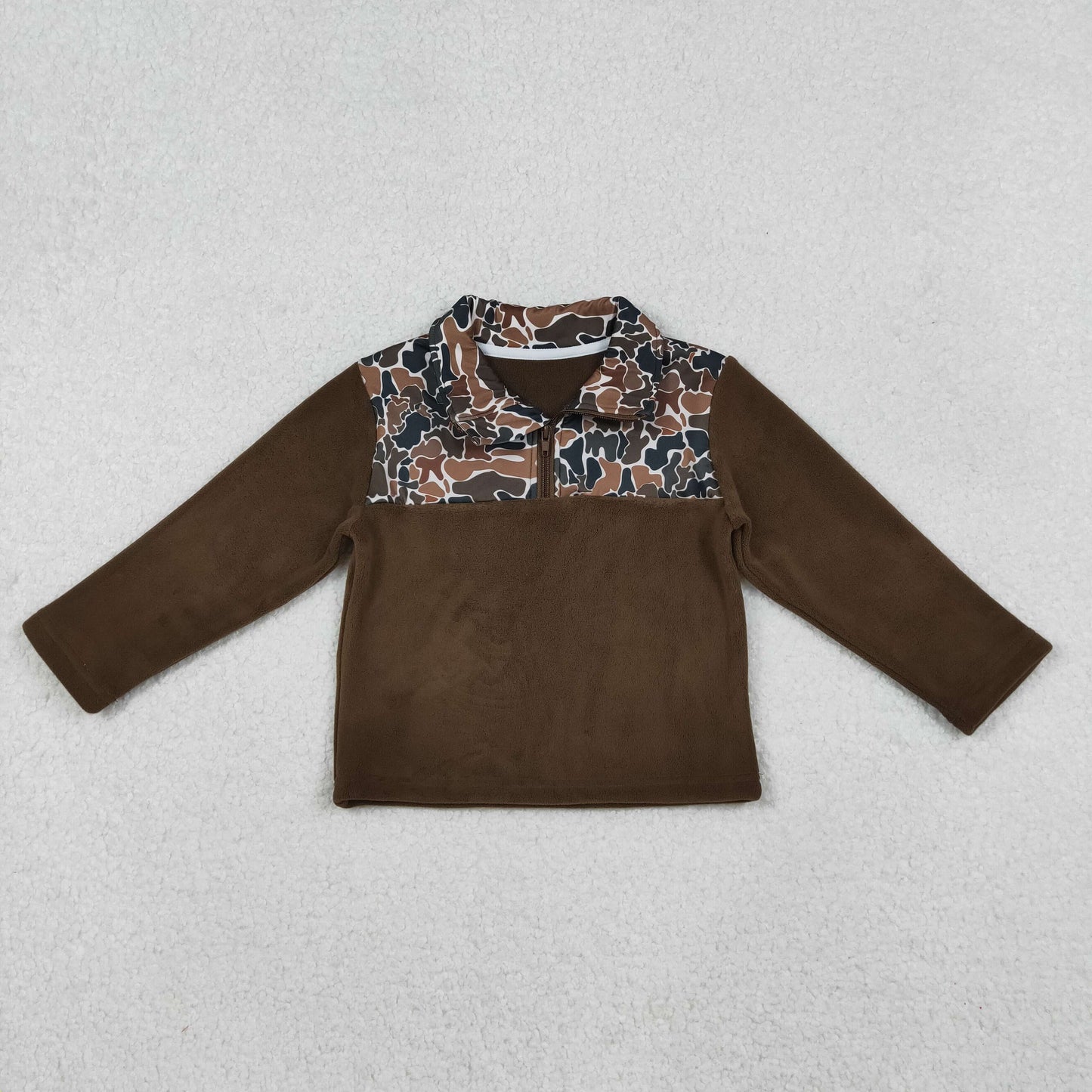 sherpa BT1309 hunting camo brown zipper long sleeve boys top
