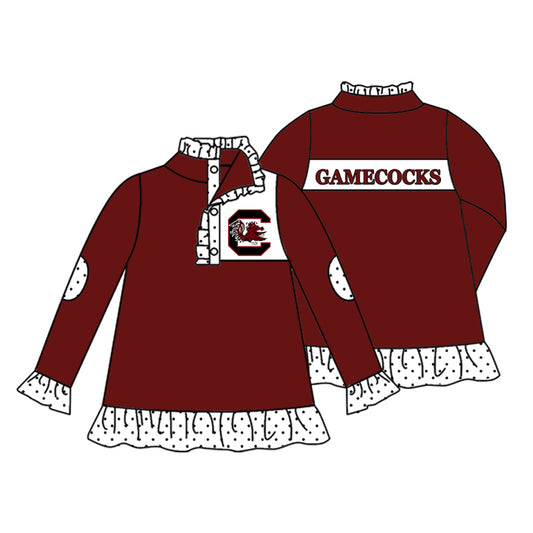 custom moq 3 GAMECOCKS Maroon Long Sleeve Girls Pullover