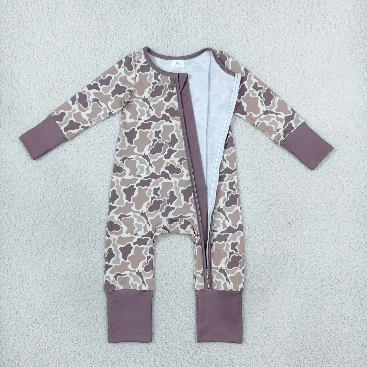 LR2948 Hunting Camo Zipper Long Sleeve Boys Romper