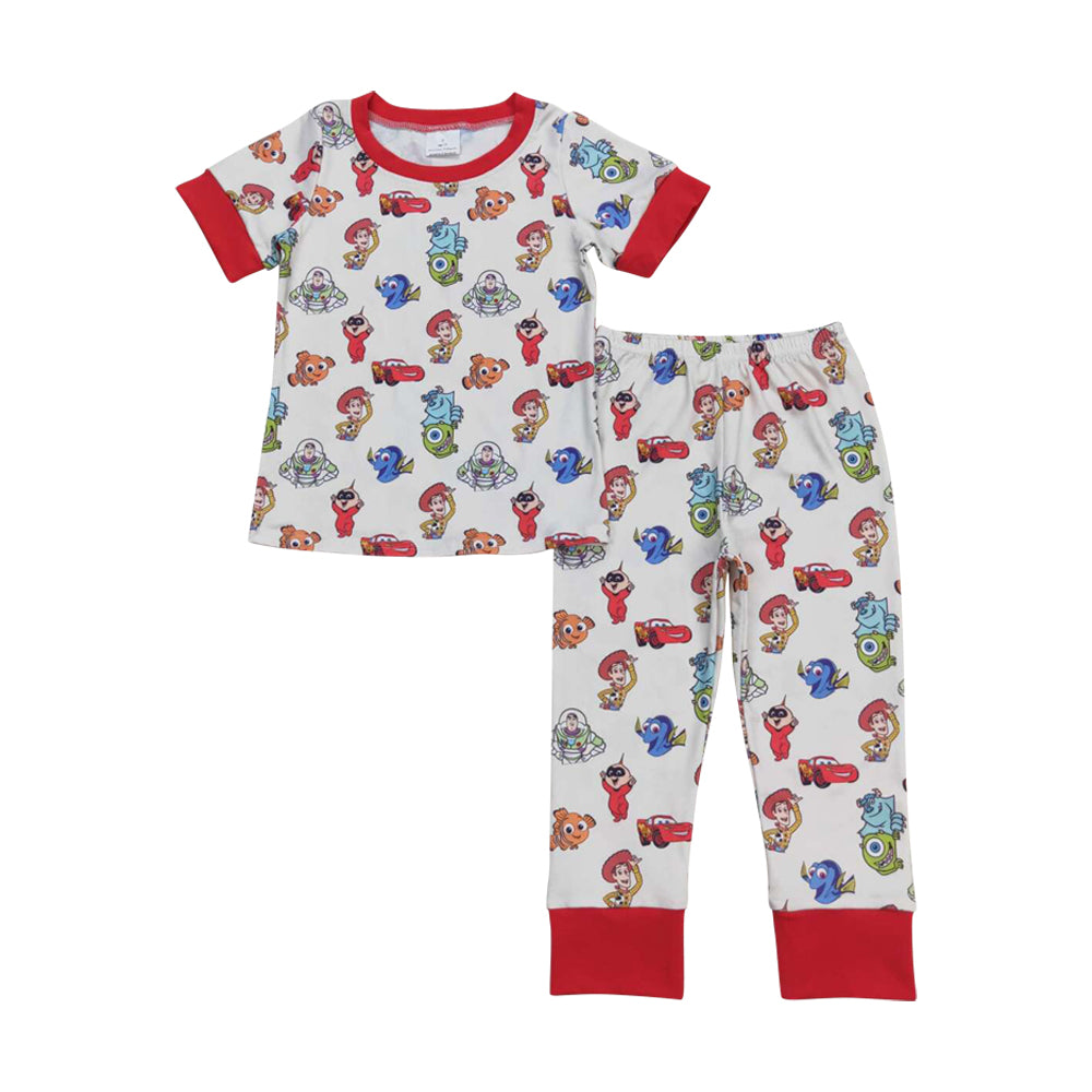 BSPO0322 Cartoon Colorful Baby Red Short Sleeve Pants Girls Pajamas