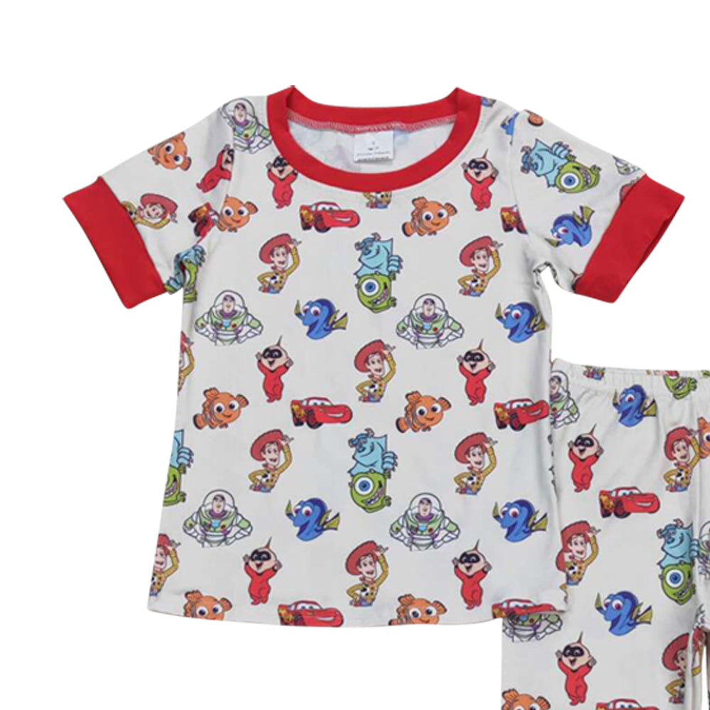 BSPO0322 Cartoon Colorful Baby Red Short Sleeve Pants Girls Pajamas