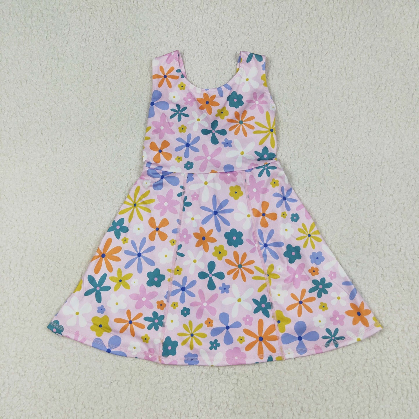 GSD2113 colorful flowers pink sleeveless skorts girls dress