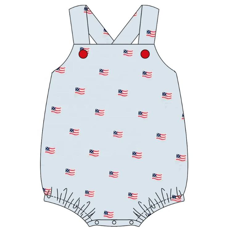 preorder SR1124 July 4th flag sleeveless boys romper